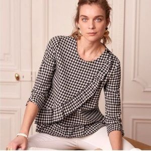 Sezane Jerry Blouse Black White Gingham